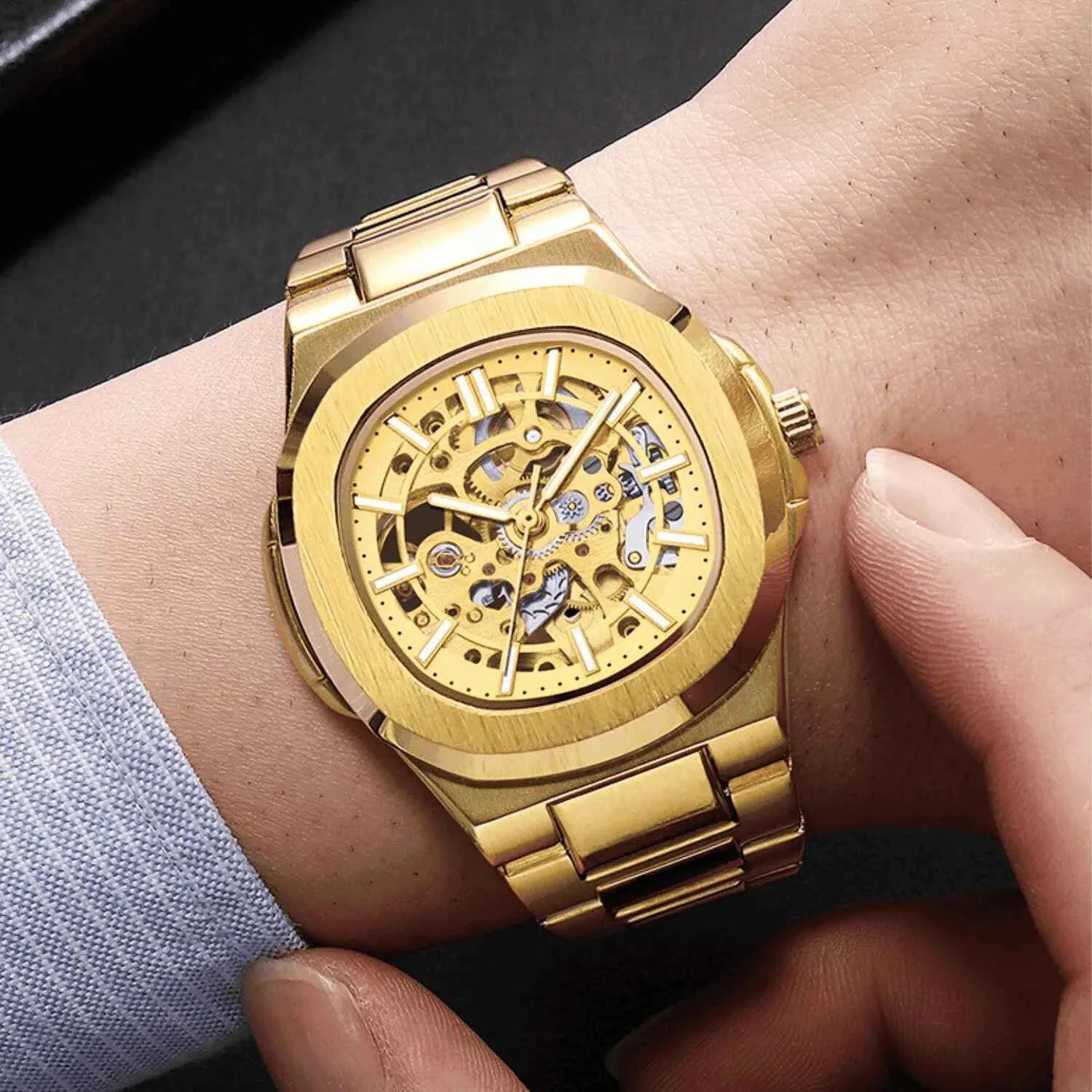 Relógio Masculino Dourado Modelo MT-03 Gold